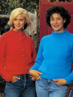 Raglan pullovere og cardigans med lynlås eller knaplukninger