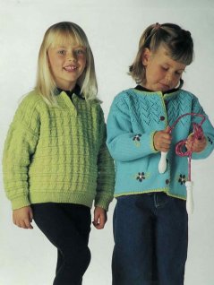 Cardigan med broderede blomster og struktureret strikpullover