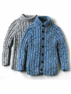 Raglan pullover og cardigan i ribstrik