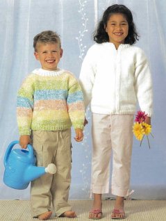 Dobbeltstrikket pullover og cardigan