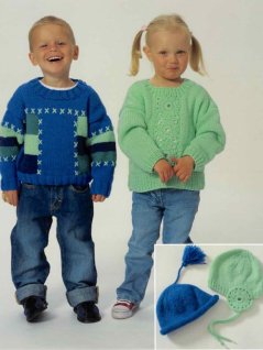 Trøjer og huer i dobbelt garn