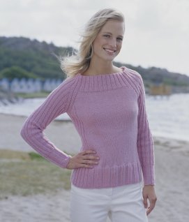 Raglantröja med resårstickade ärmar