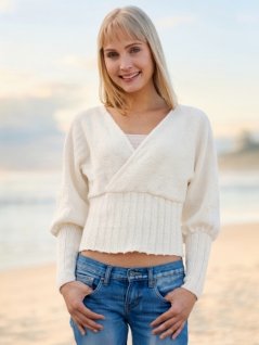 Ensfarvet strikket sweater
