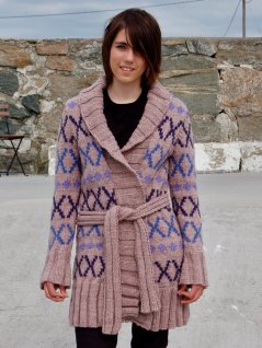 Mønstret lang cardigan