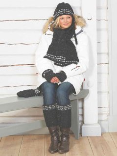 Hue, tørklæde, vanter, håndledsvarmere og benvarmere