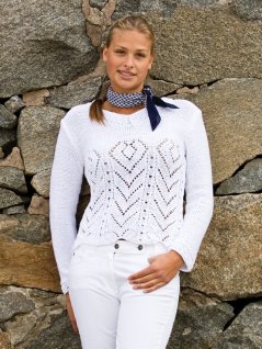 Trøje med hulmønster i dobbelt og enkelt garn