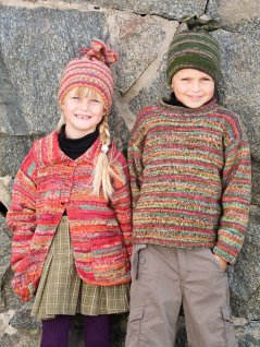 Sweater, cardigan og hue