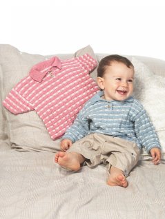 Stribet sweater med lange eller korte ærmer