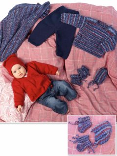 Almindeligt strikket babysæt