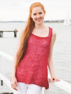 Ensfarvet hørstrikket med retstrikkede kanter