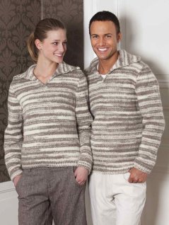 Ensfarvet striktrøje med kraver