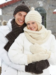 Hue, vanter, tørklæde og polo med tørklæde