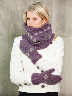 Mønstret strikket poloshirt og vanter