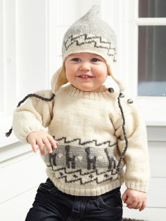 Cardigan, sweater og poncho med lamaer, hue og sokker