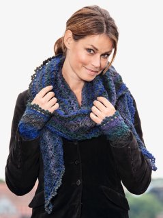 Mønstret sjal og håndledsvarmere