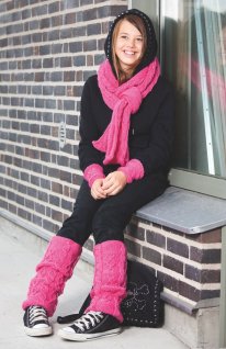 Mössa, halsduk och puls-benvärmare