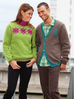 Mønstret sweater og cardigan