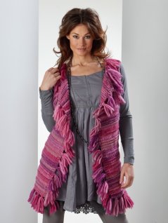 Lang vest med frynser