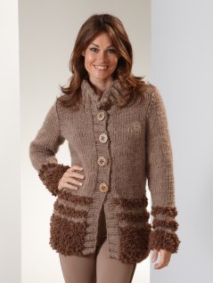 Cardigan med pelsstriber