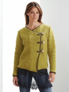 Strikket wrap-cardigan med struktureret mønster