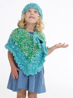 Strikket poncho og hue