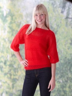 Dametrøje med kabelstrik på tværs