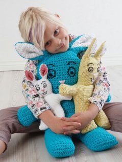 Hæklede kaniner i tre størrelser