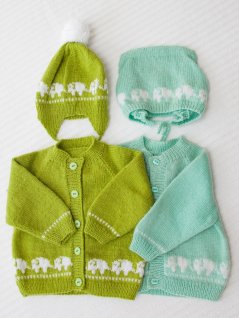 Cardigan, hue og hætte