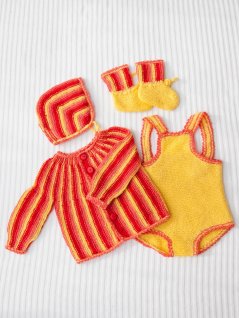 Sweater, bukser, hue og sokker