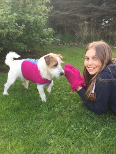 Hæklet hundetæppe og vanter