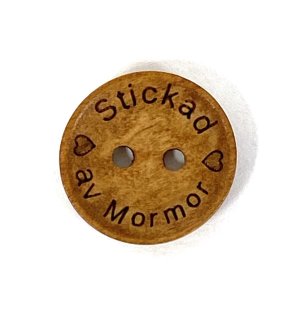 Knapp Stickad av Mormor Ljusbrun Trä 18mm