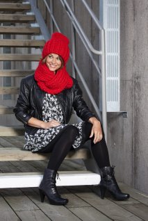 4-dobbelt strik hue og tørklæde