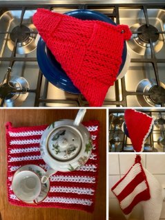 Fem forskellige grydelapper