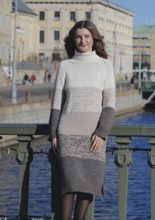 Stribet kjole i dobbelt garn