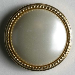 Polyamidknap Guld-Hvid 23 mm