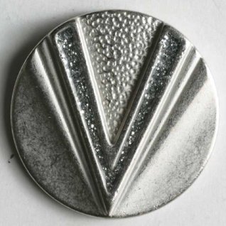 Metalknap med sten sølv 23 mm