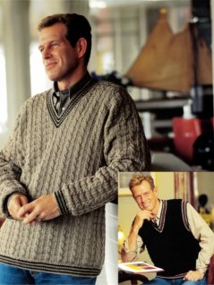 Struktureret og kabelstrikket sweater og slipover