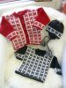 Mønstret sweater, cardigan og hue