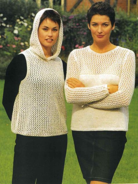 Hættetop og trøje med hulmønster