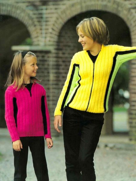 Ribbet cardigan og pullover