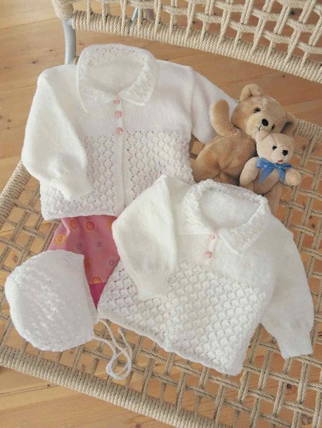 Jumper, cardigan og hue