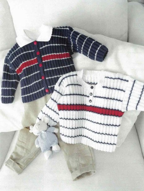 Jumper med slids og cardigan med lynlås eller knapper