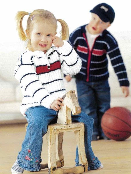 Pullover med sprund och kofta med dragkedja eller knappar