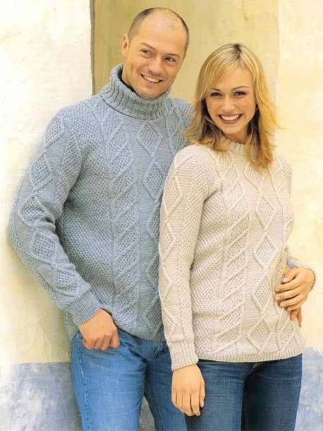 Flätstickad dam och herrpullover