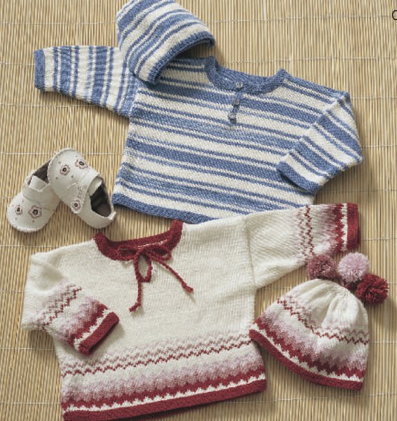 Jumper och mössa med viggmönster eller ränder