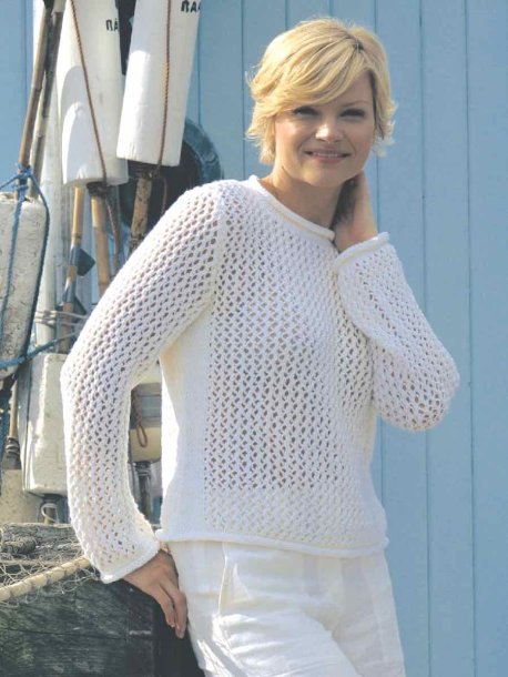 Spetsstickad jumper med slätstickade sidor