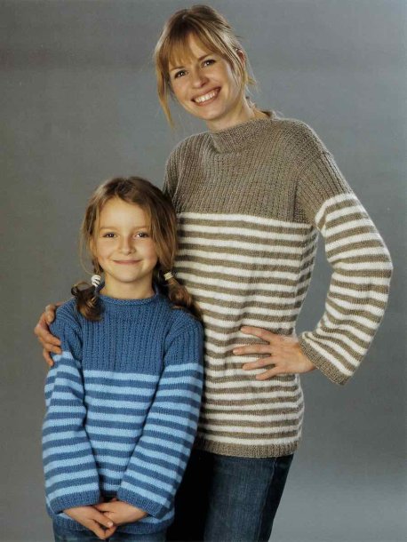 Stribet sweater med elastisk bærestykke