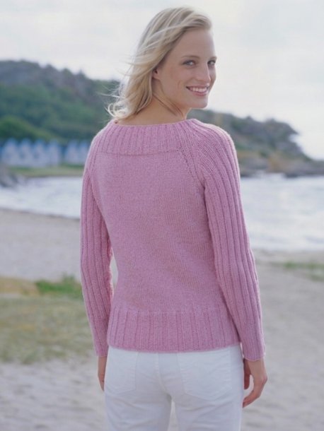 Raglan sweater med ribbede ærmer