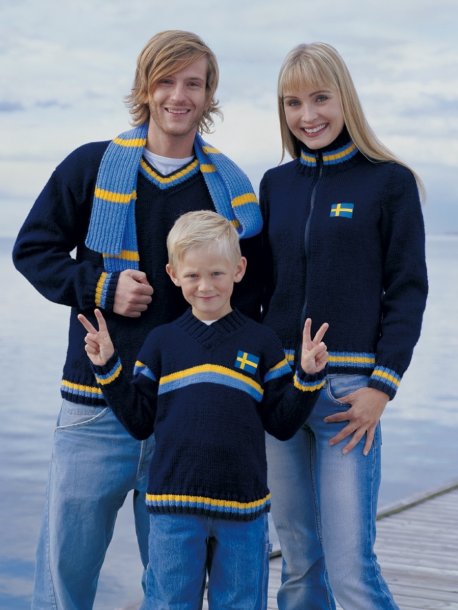 Herre- og børnetrøjer med V-hals, cardigans og tørklæder til kvinder