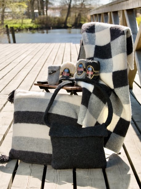 Filtet tæppe, pude, taske og mobiltelefoncover